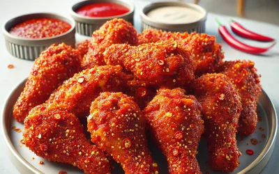 DALL·E 2025-02-22 22.40.24 – A realistic image of Chili Chicken Wings, featuring 8 pieces of crispy breaded spicy wings coated with a red chili seasoning. The wings have a slightl DALL·E 2025-02-22 22.40.24 - A realistic image of Chili Chicken Wings, featuring 8 pieces of crispy breaded spicy wings coated with a red chili seasoning. The wings have a slightl