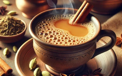 DALL·E 2025-02-22 22.49.42 – A realistic image of Elaichi Chai served in a ceramic cup, garnished with cardamom pods. The tea has a warm, golden-brown color with steam rising. The DALL·E 2025-02-22 22.49.42 - A realistic image of Elaichi Chai served in a ceramic cup, garnished with cardamom pods. The tea has a warm, golden-brown color with steam rising. The