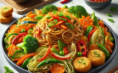 DALL·E 2025-02-22 23.33.26 – A realistic image of a Vegetarian Hakka Platter, featuring stir-fried Hakka noodles with mixed vegetables such as bell peppers, carrots, cabbage, and DALL·E 2025-02-22 23.33.26 - A realistic image of a Vegetarian Hakka Platter, featuring stir-fried Hakka noodles with mixed vegetables such as bell peppers, carrots, cabbage, and