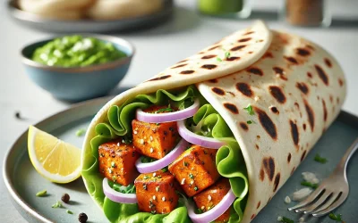 DALL·E 2025-02-22 23.45.41 – A realistic image of a Paneer Tikka Wrap, featuring marinated and grilled paneer tikka pieces wrapped in a soft tandoori naan or whole wheat paratha. DALL·E 2025-02-22 23.45.41 - A realistic image of a Paneer Tikka Wrap, featuring marinated and grilled paneer tikka pieces wrapped in a soft tandoori naan or whole wheat paratha.